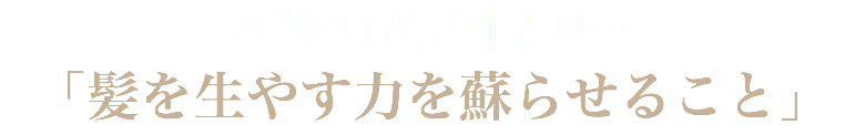 本当の毛髪再生とは… 「髪を生やす力を蘇らせること」