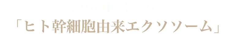 それを叶えるのは… 「ヒト幹細胞由来エクソソーム」